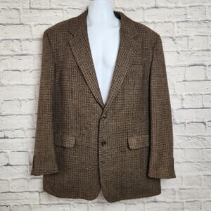 Calvin American Jacket Mens Size L46 Lambswool Cashmere Woolmark Brown Blazer